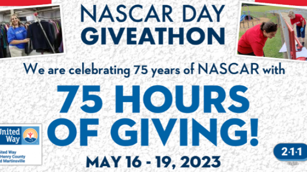 WE ARE CELEBRATING 75 YEARS OF NASCAR WITH 75 HOURS OF GIVING MAY 16-19, 2023