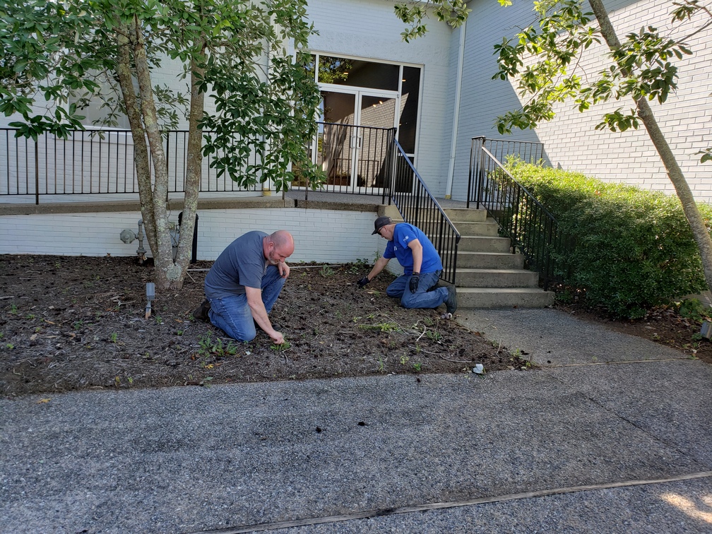 Eastman Chemical Volunteers Assisting with sprucing up the landscape at Piedmont Arts
