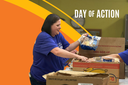Day of Action - A local UWHCM volunteer preparing food boxes